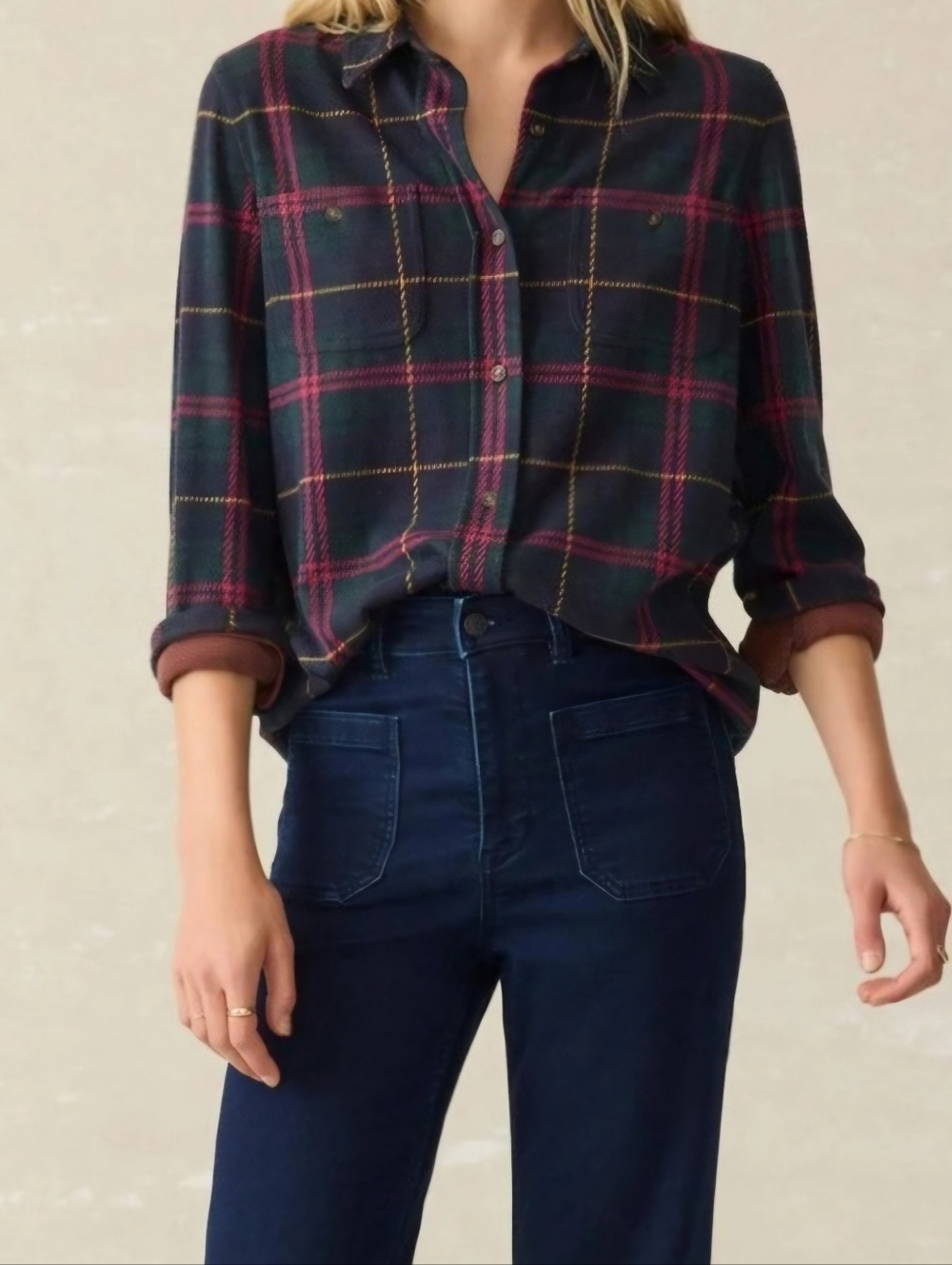 Faherty Women's Legend Sweater Shirt Size Small Outer Limits Plaid Shacket Soft. - Picture 3 of 12